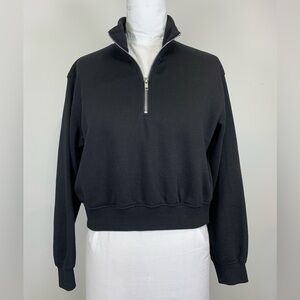 Half Zip Black Cropped Sweatshirt - ✨ Mix & Match ✨